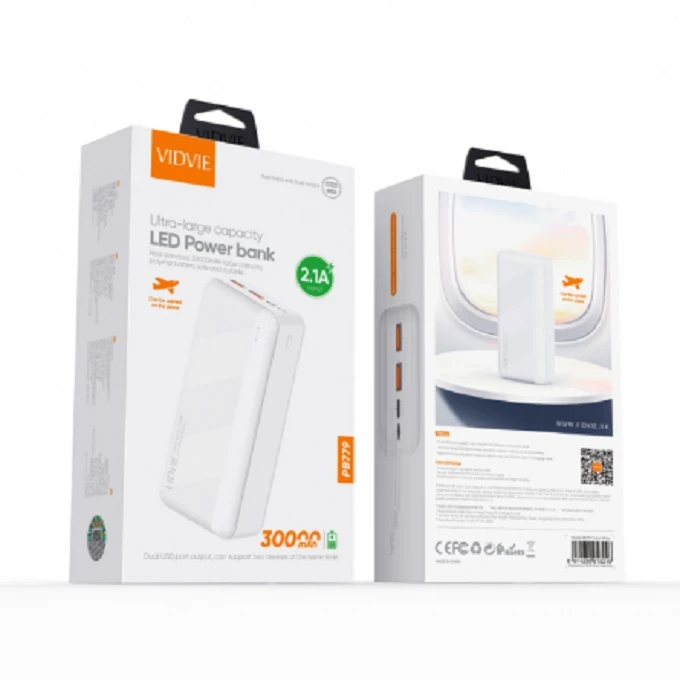 POWER BANK LED VIDVIE 30000MAH 2.1A